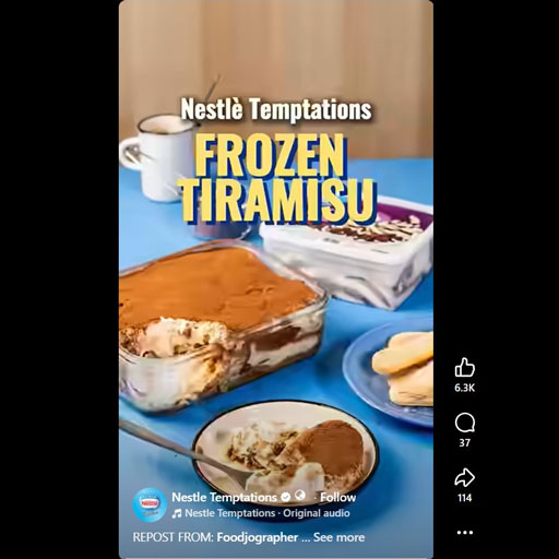 Frozen Tiramisu made special with Nestlé Temptations Classic Affogato Sundae